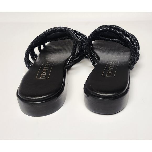 Trotters Jewel Vintage Black Leather Slide Flat Sandal Shoes Size 6.5M - Picture 5 of 10